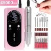 Portable Nail Drill Machine Professional 45000RPM, Rechargeable Electric Nail Drill Machine for Acrylic Nail Gel Polish Removal